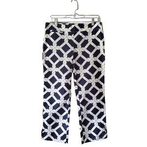 NWT Y2K Tommy Hilfiger Womens Sz 4 Blue White Nautical Knot Cropped Chino Pants